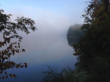 Biking along the edge of the world: fog on the Potomac River.
