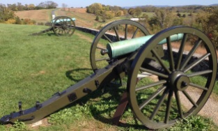 Cannons overlook the Burnside Bridge, another battlefield landmark, where for three hours a few hundred Confederates held off a much larger Union force trying to cross the bridge.