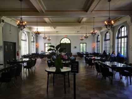 The Edward Ball Dining Room serves breakfast, lunch, and dinner daily.